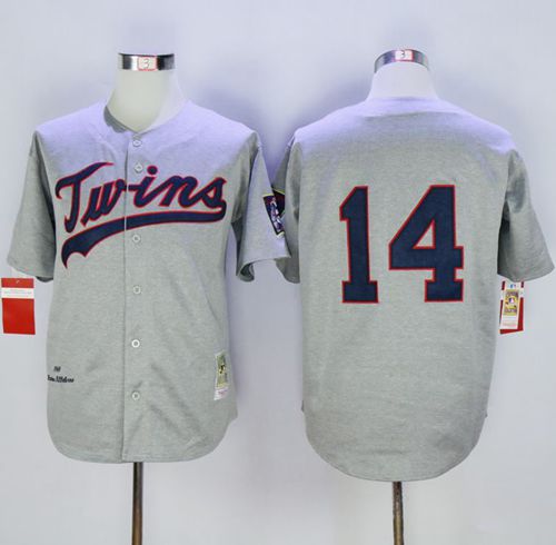 Mitchell And Ness 1969 Twins #14 Kent Hrbek Grey Throwback Stitched MLB Jersey